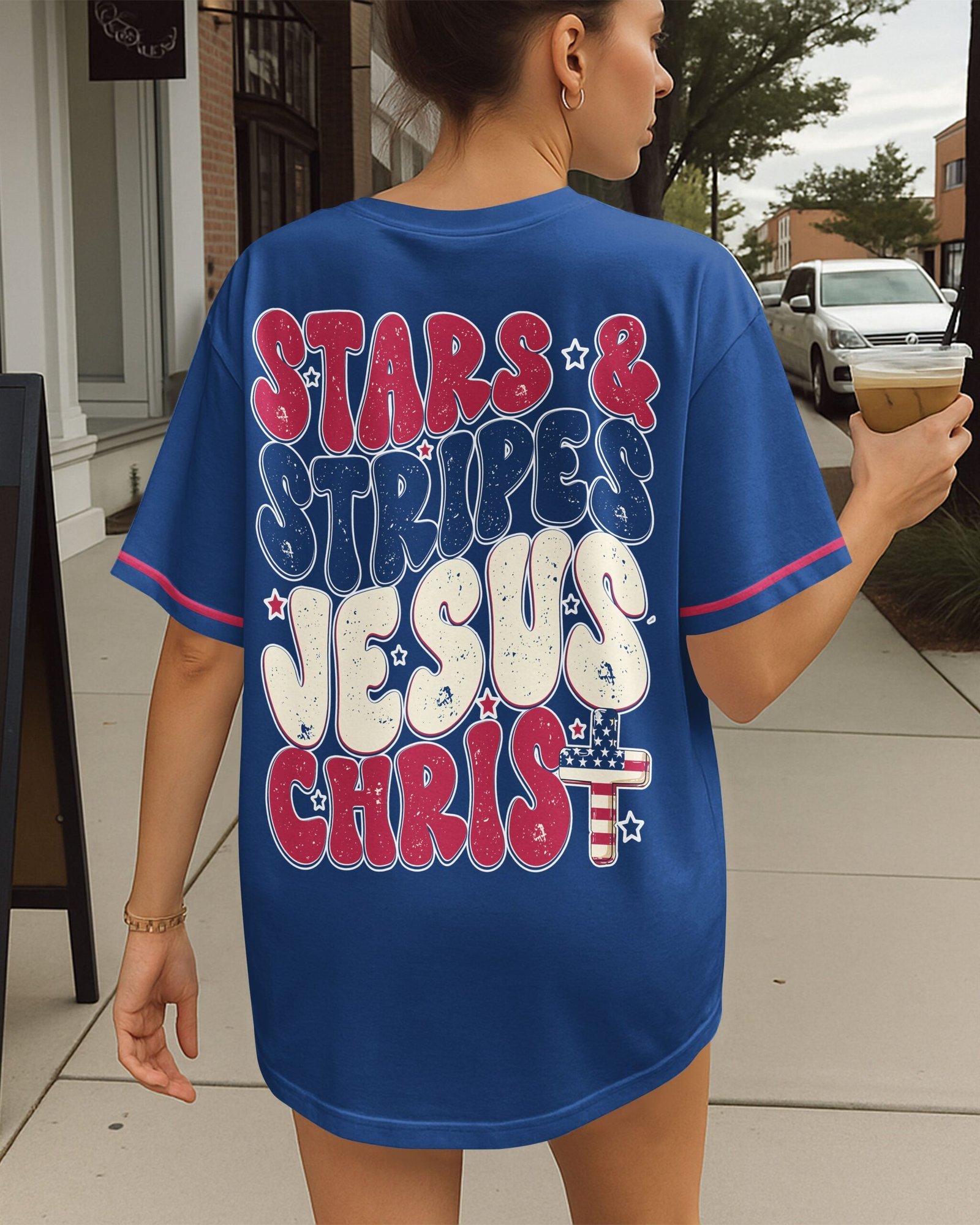 Stars And Stripes Jesus Christ All Over Print Jersey - Image 2