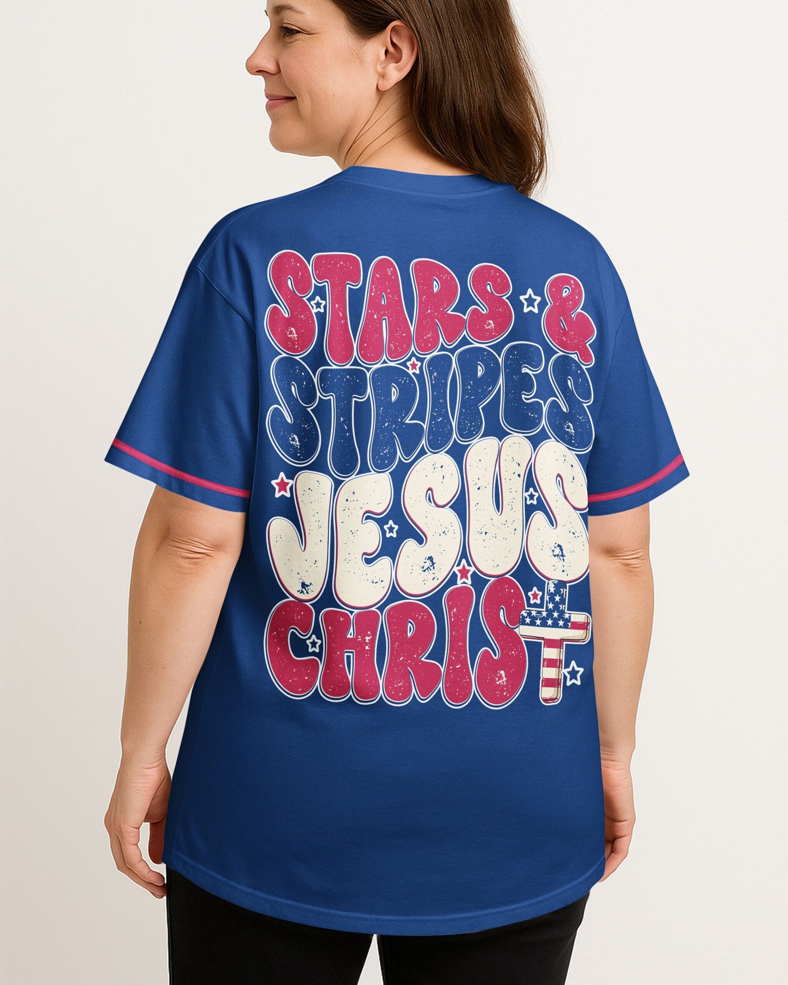 Stars And Stripes Jesus Christ All Over Print Jersey - Image 4
